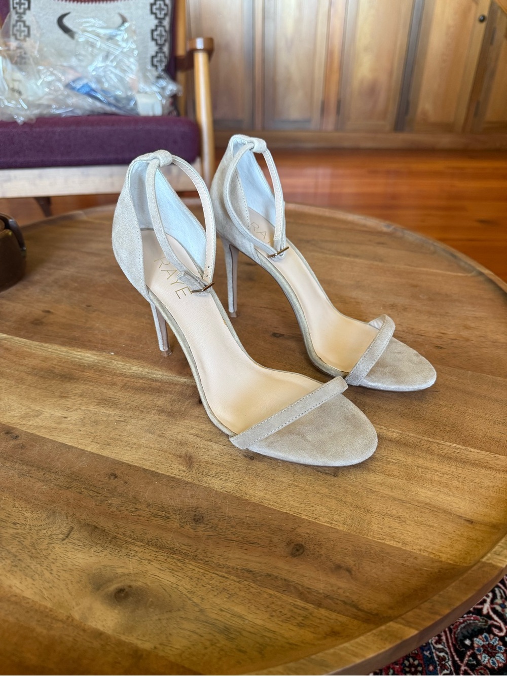 Raye Elegant Nude Suede Ankle-Strap Stiletto Sandals NEW